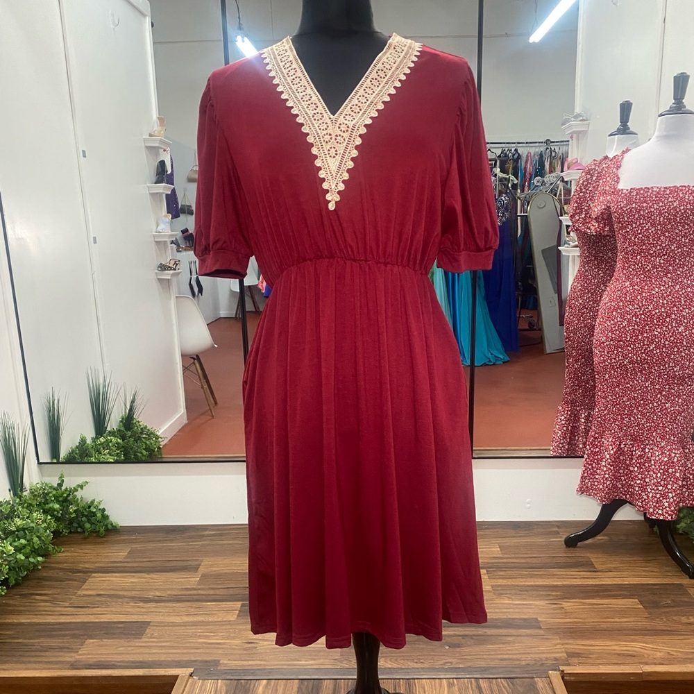 Flowy Deep-V Midi Dress